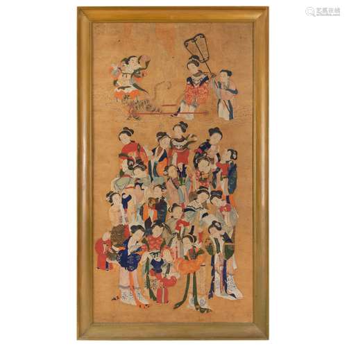 FEMALE DEITY 'SONGZI NIANGNIANG' COLOUR ON PAPER QING DYNAST...