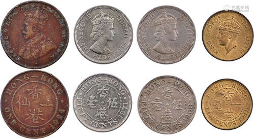 香港1924年 KGⅤ一仙x1, 1948年 KGⅥ 一毫x1 及 QEⅡ1968x1 1971x1 ...