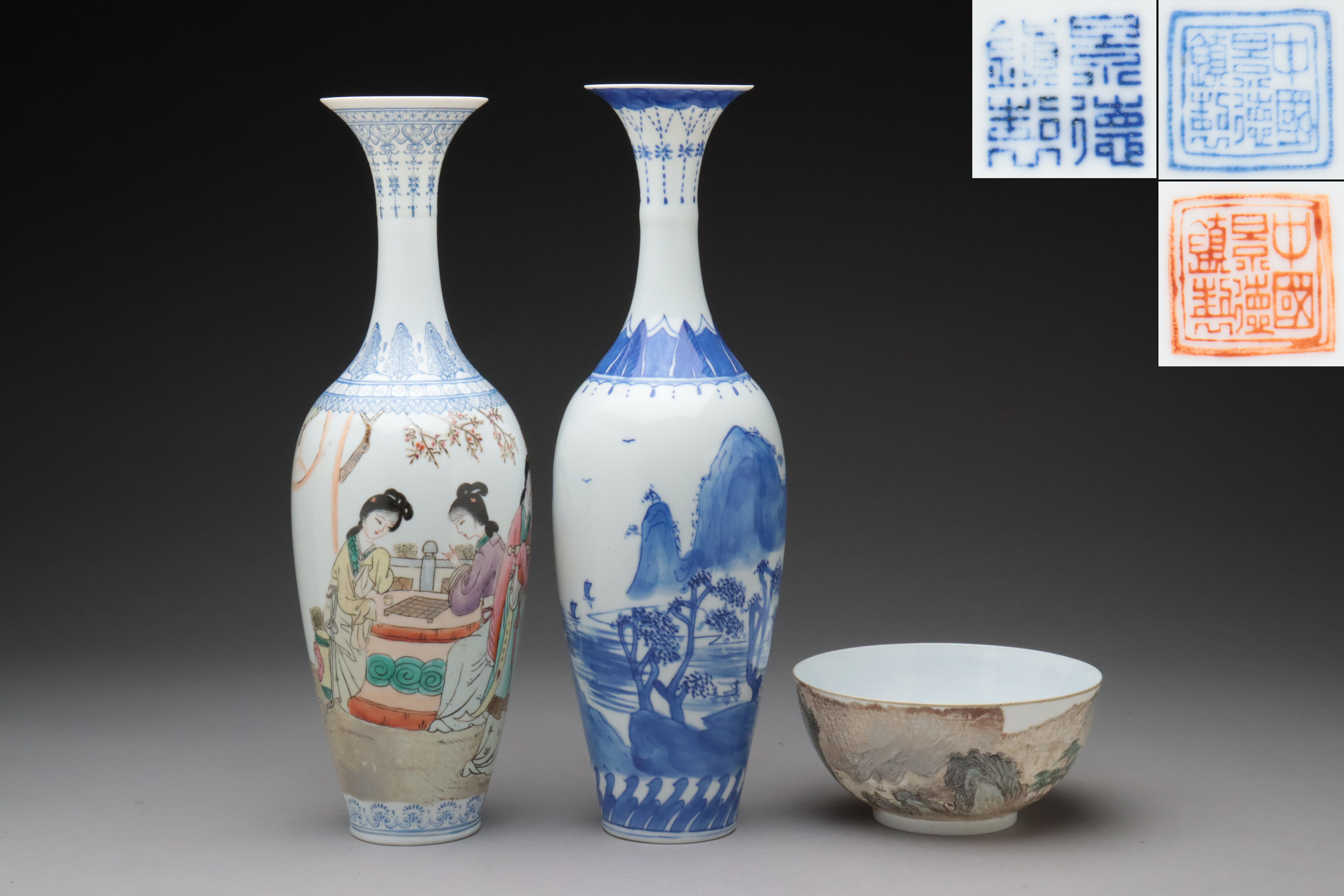 セールを開催する 中国景徳鎮染付花瓶 アンティーク/コレクション
