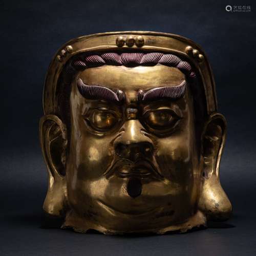 Gilt bronze Mahakala Buddha head in Qing Dynasty