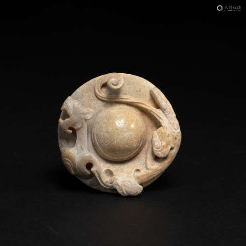 Hetian jade beast pattern sword ornament Han dynasty