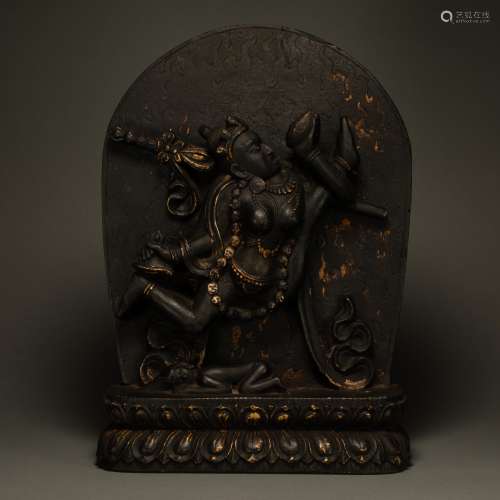 Bronze statue of Master Padmasambhava with gold rim Qing Dyn...