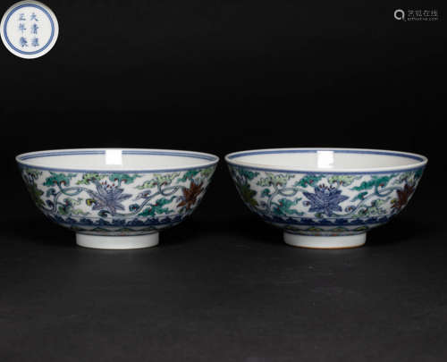 Bean Color Flower Big Bowl Qing Dynasty