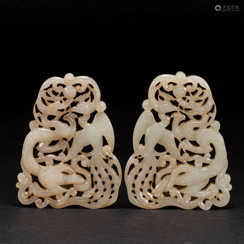 Hetian Jade Dragon and Phoenix Matching Han Dynasty