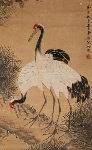 Chinese Ink Painting Shen Quan Crane W-18