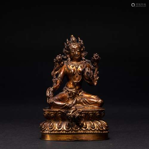 Gilt bronze statue of Tara from the Qing Dynasty