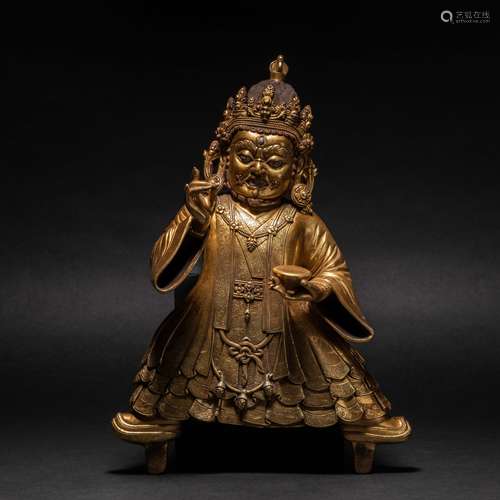 Gilt-bronze and Black Vajra Buddha Statue in Qing Dynasty