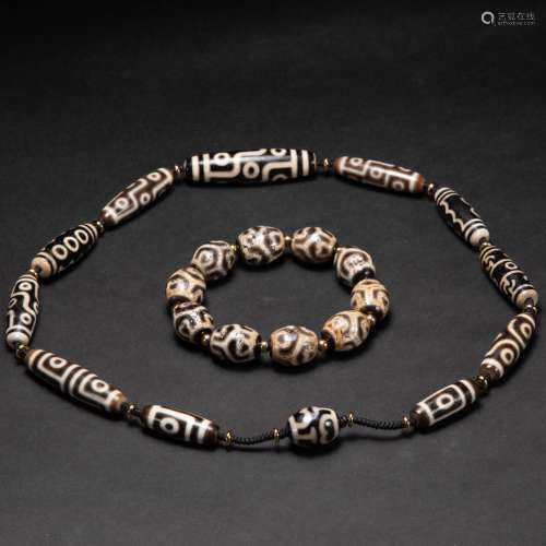 A set of high-purity dzi bead necklaces from the Tang Dynast...
