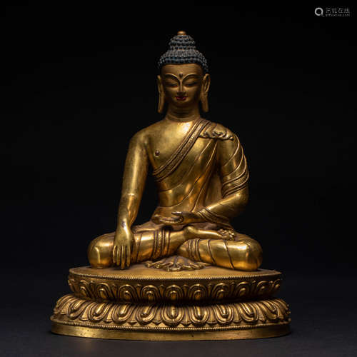 Gilt bronze Buddha statue Qing Dynasty