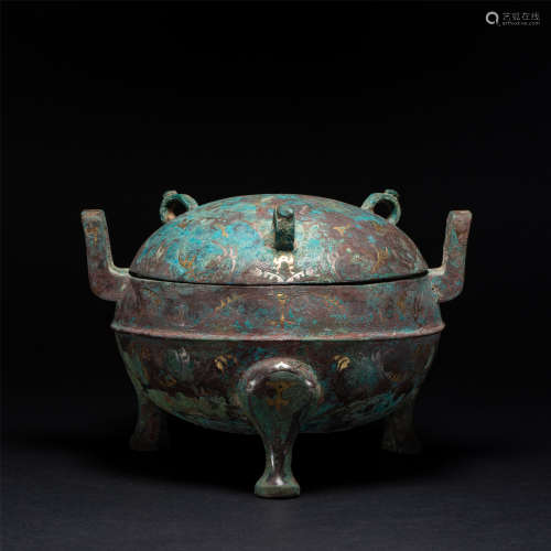 Copper Wrong Gold and Silver Ding Han dynasty