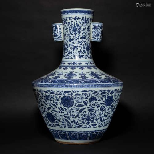 Blue and White Flower Pattern Zun Qing Dynasty