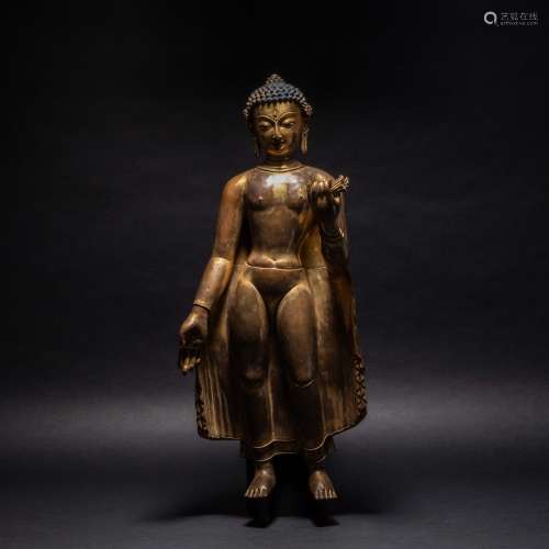 Standing Bronze Statue of Buddha in Ming Dynasty