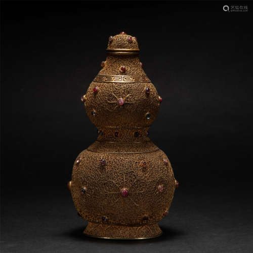 Gilt silver gourd-shaped ornaments Qing Dynasty