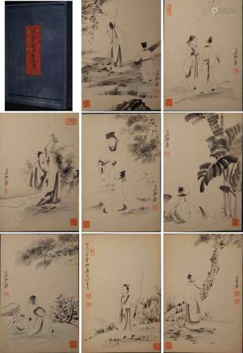 Chinese Ink Painting Zhang Daqian Figure Album