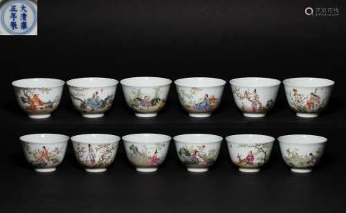 Famille rose character story cup Qing Dynasty