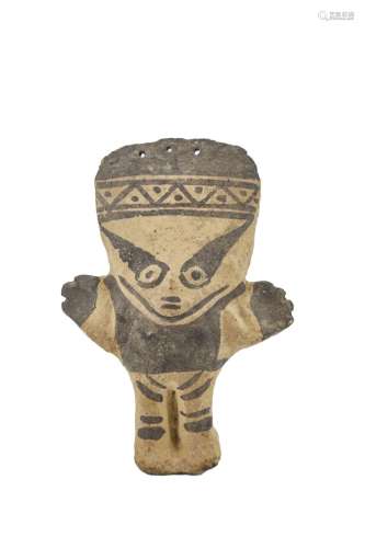 77-Doll 棕色粘土，黑色油漆。Chancay文化，秘鲁，公元1100 - 1400年...
