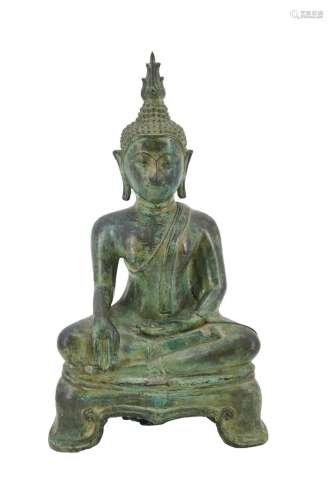 85-泰国，大城府--19世纪青铜质地的马拉维加亚佛像，带着绿色的铜锈...