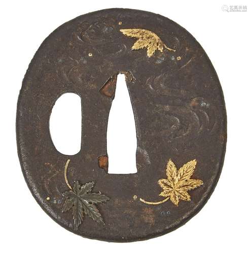 180-JAPAN - EDO period (1603 - 1868)铁制的Nagamaru gata，上面...