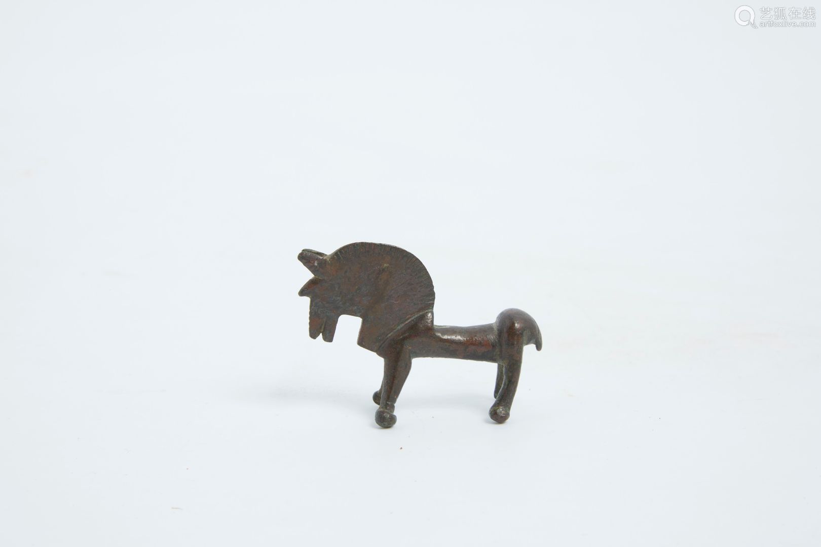220-造型的马形象青铜，带有光滑的棕色铜锈伊朗，萨珊王朝时期3.5 ...