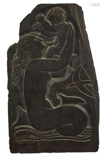 407-奥古斯特-吉尔伯特-普里瓦特(1892-1969)孕产妇石板上的浮雕左...