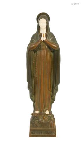 409-J GALLO (约1930年)卢尔德圣母院有阴影的铜质大象雕塑在露台...