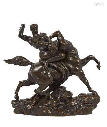 425-安东尼-路易-巴耶(1796-1875)忒修斯杀死半人马带有棕色铜锈的...
