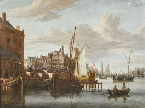 516- Jacobus STORCK (Amsterdam 1641-c.1692)阿姆斯特丹港口的景...