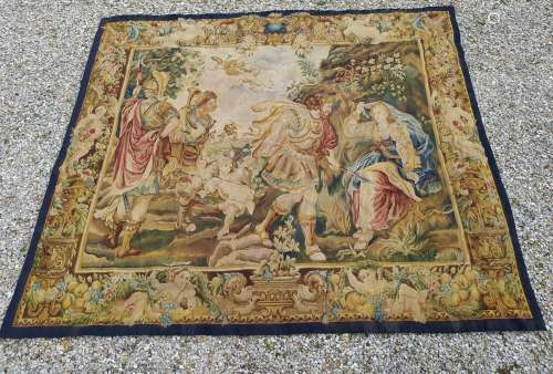 饰有神话场景的多色羊毛挂毯 20世纪 170 x 206厘米（轻微磨损
