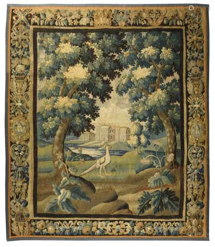 法国 重要的奥布松挂毯 羊毛和丝绸材质 总体状况良好 纹饰 前景是...