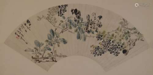 沙三春花卉（lot201-224为同一藏家藏）纸本扇面