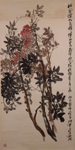 诸乐三花卉（lot068-080为同一藏家藏）纸本立轴