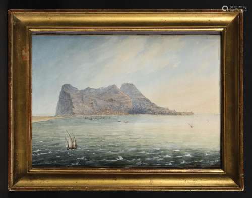 LOUIS PHILIPPE CREPIN (1772-1851) The Rock of Gibraltar.钢笔...