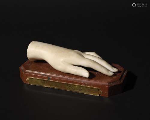 19世纪法国学校 白色大理石雕塑 雷卡米尔夫人的手 白色大理石八角...