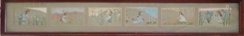 BARHAM S.(XIX-XX)之后年轻女孩与鲜花同框的六幅小版画组曲，每幅...