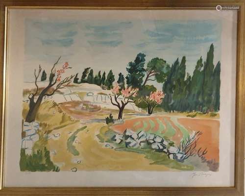 布雷耶-伊夫 (1907-1990)普罗旺斯的景观右下角有签名的石版画轻度...