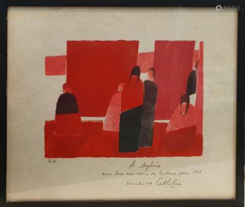 CATHELIN Bernard (1919-2004)墨西哥市场，1977年12月石版画，左下...