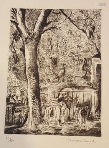 达维德-赫尔曼(1886-1970)在植物的花园里右下角有签名的蚀刻版画...