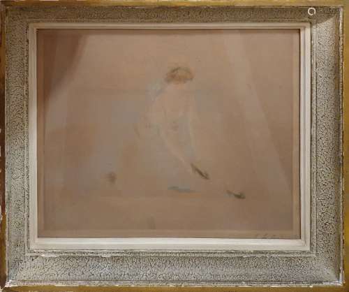 HIRNÉ(1868-1944)，又名LERICHE Henri年轻女子在穿鞋。石版画，空白...