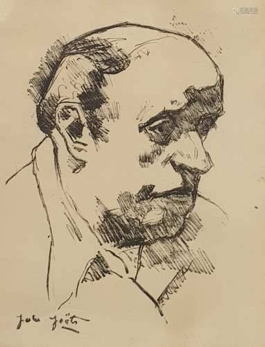 乔伊斯-儒勒，1884-1959。一个人的肖像。黑色石版画，版上左下方有签...