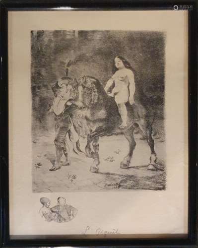 WILLETTE 阿道夫-莱昂 (1857-1926)七幅石板画，关于七宗罪的系列。...