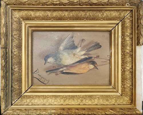 布吉尼翁-莫里斯-让 (1877-1925)死鸟纸上油彩两幅右下方有签名尺...