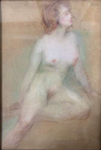 昌巴兹-马里乌斯(1905-1988)裸体。混合技术，右下角有签名34.50x23...