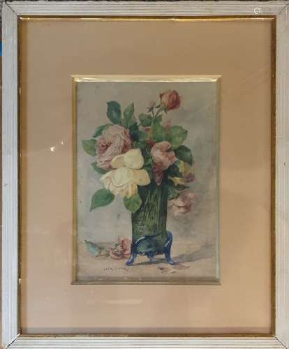 COLIN - LIBOUR Uranie Alphonsine (1833-1916)鲜花三幅水彩画，每...