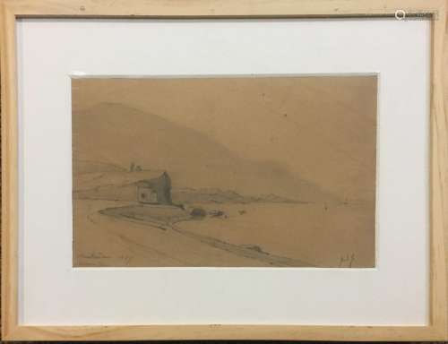 德-法布里-保罗(1833-1927)蒙特雷顿-马赛石墨画，右下方有签名，18...