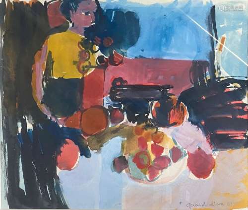 迪亚兹-热拉尔，生于1938年这套桌子，1961年水粉画(略带绝缘性)，右...