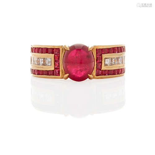 18K GOLD, RUBY AND DIAMOND RING