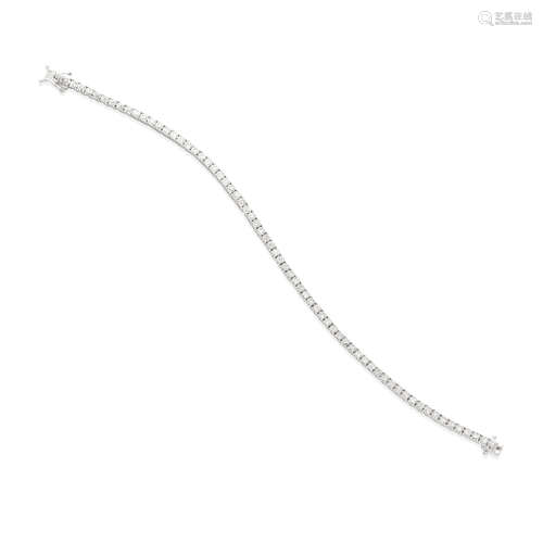 14K WHITE GOLD AND DIAMOND LINE BRACELET