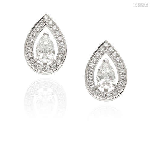 FRED: PAIR OF PLATINUM AND DIAMOND 'LOVELIGHT' STUD EARRINGS...