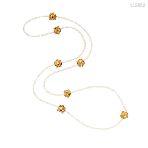 18K GOLD AND GEM-SET NECKLACE