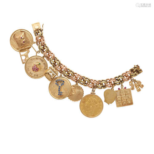 BI-COLOR GOLD CHARM BRACELET